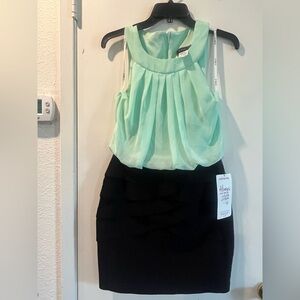 B Darlin Mint and Black Prom Dress
